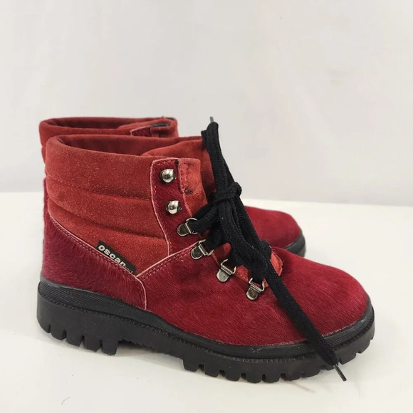 Oscar Sport Fur Boots Red Size EU 39 (US 8) Winter Outdoor Made in Italy - Picture 7 of 16